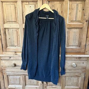Women's FLYO Medium Charcoal Gray Cardigan‎ Duster Sweater Knit